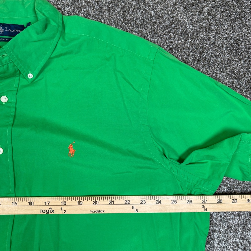 Ralph Lauren Mens XXL Classic Fit Green Short Sleeve Button Down Shirt Pony - Picture 5 of 8